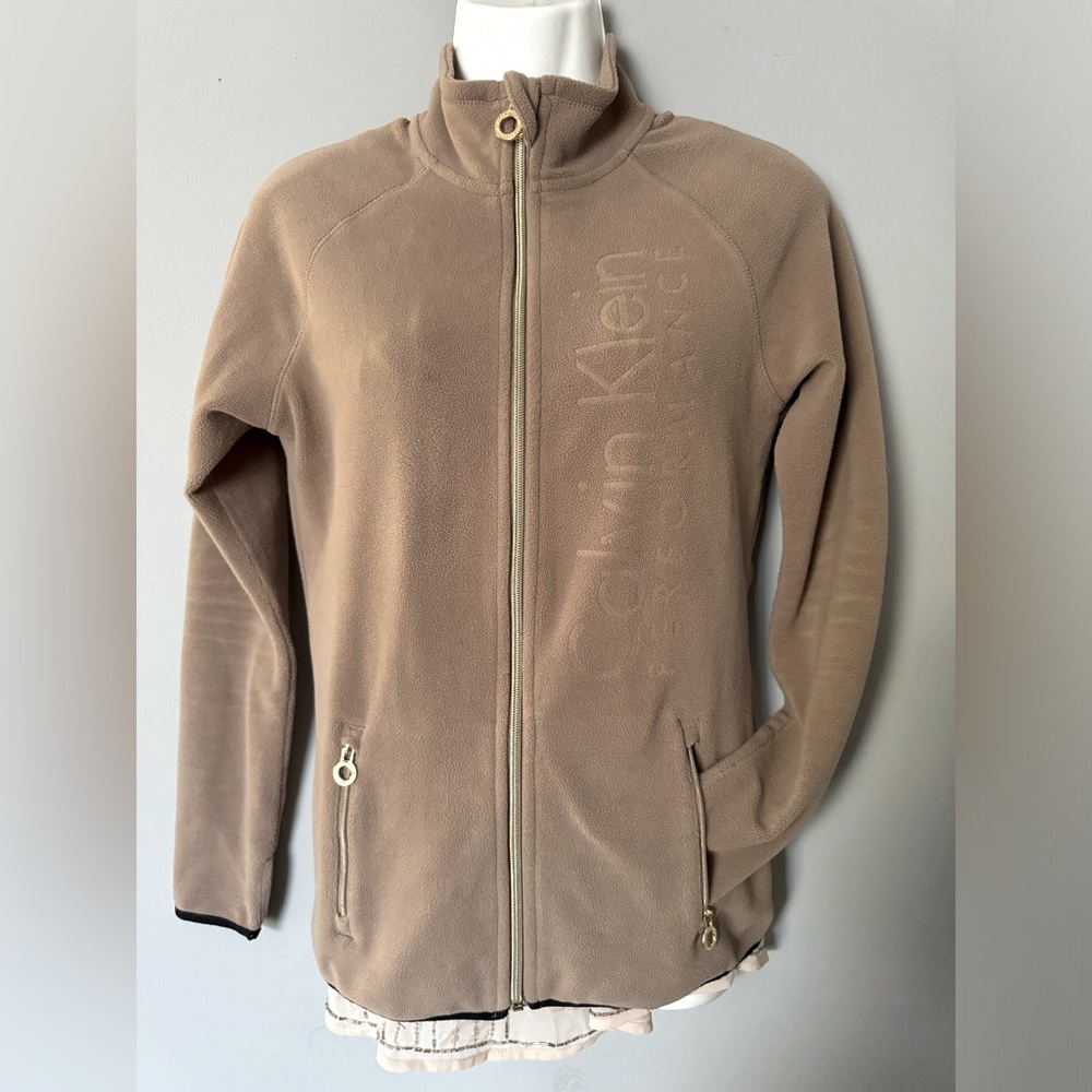 Calvin Klein Lightweight ZipUp Fleece in Tan size Small, EUC like new condition